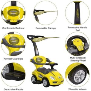 Kids Ride On 3 in 1 Tolo Car with with Removable Canopy Backrest and Cup Holder (BC8301) - Image 3