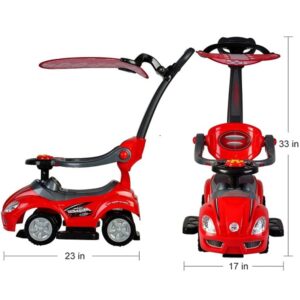 Kids Ride On 3 in 1 Tolo Car with with Removable Canopy Backrest and Cup Holder (BC8301) - Image 6