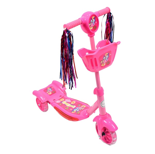 Kids 3 Flashing Wheel Scooter With Basket Music Tassels (ST3001) 14