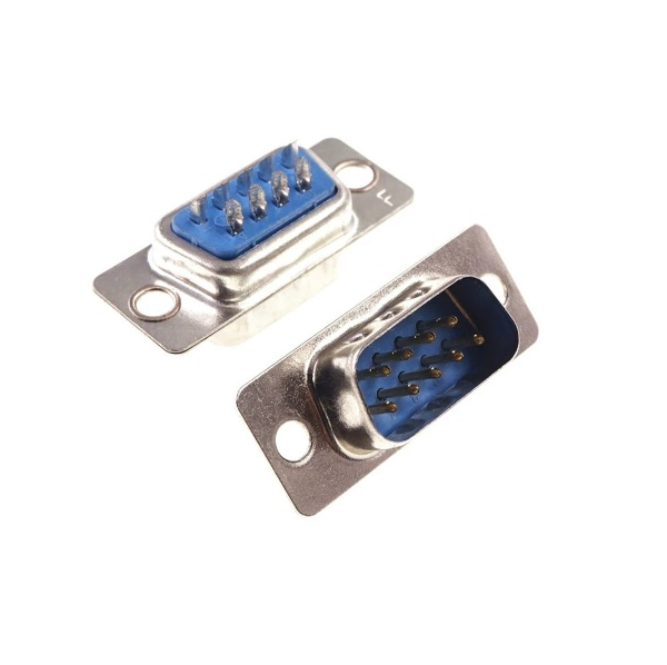 Elemex 2x DB9 RS232 Male Serial Connectors – 9-Pin Null Modem, Solder Type