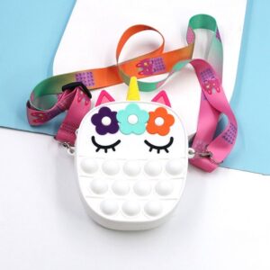 Kids Pop It Push Fidget Oval Crossbody Bag (White) - Image 4