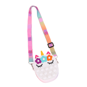Kids Pop It Push Fidget Oval Crossbody Bag (White) - Image 1