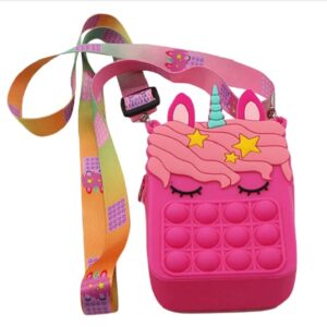 Kids Pop It Push Fidget Unicorn Crossbody Bag (Rose Pink) - Image 11