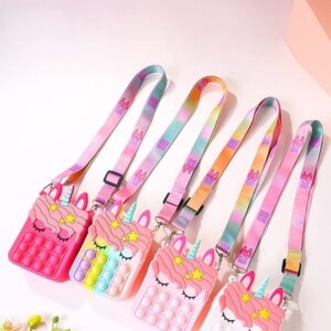 Kids Pop It Push Fidget Unicorn Crossbody Bag (Rose Pink) - Image 12