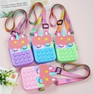 Kids Pop It Push Fidget Unicorn Crossbody Bag (Rose Pink) - Image 6