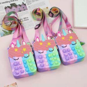 Kids Pop It Push Fidget Unicorn Crossbody Bag (Rose Pink) - Image 7