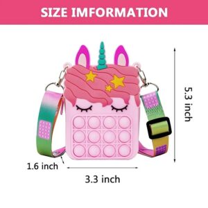 Kids Pop It Push Fidget Unicorn Crossbody Bag (Rose Pink) - Image 8