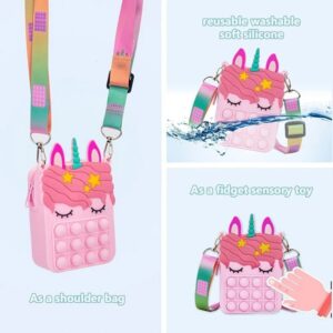 Kids Pop It Push Fidget Unicorn Crossbody Bag (Rose Pink) - Image 9