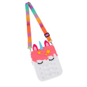 Kids Pop It Push Fidget Unicorn Crossbody Bag (White) - Image 2