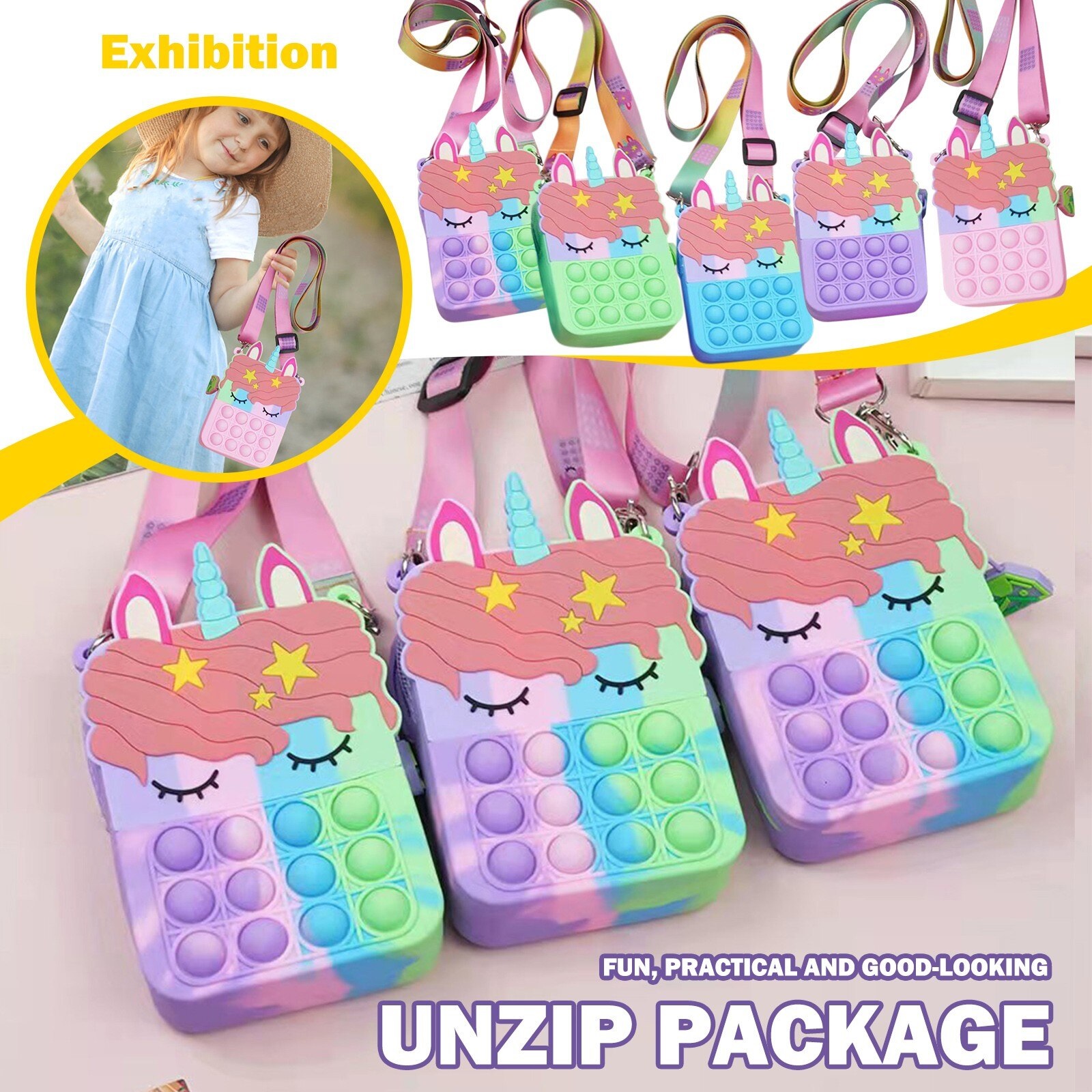 Kids Pop It Unicorn Crossbody Bag