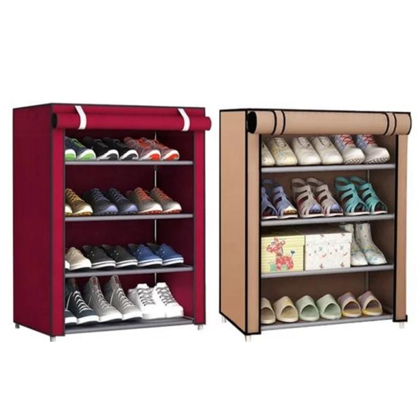 4 Layer Wine Red Coffee Colour Shoe Rack (F5) 15