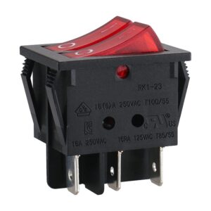 Rocker Switch Dual 6-Pin Shipboard 15A/250V 20A/125V (Red) - Image 3