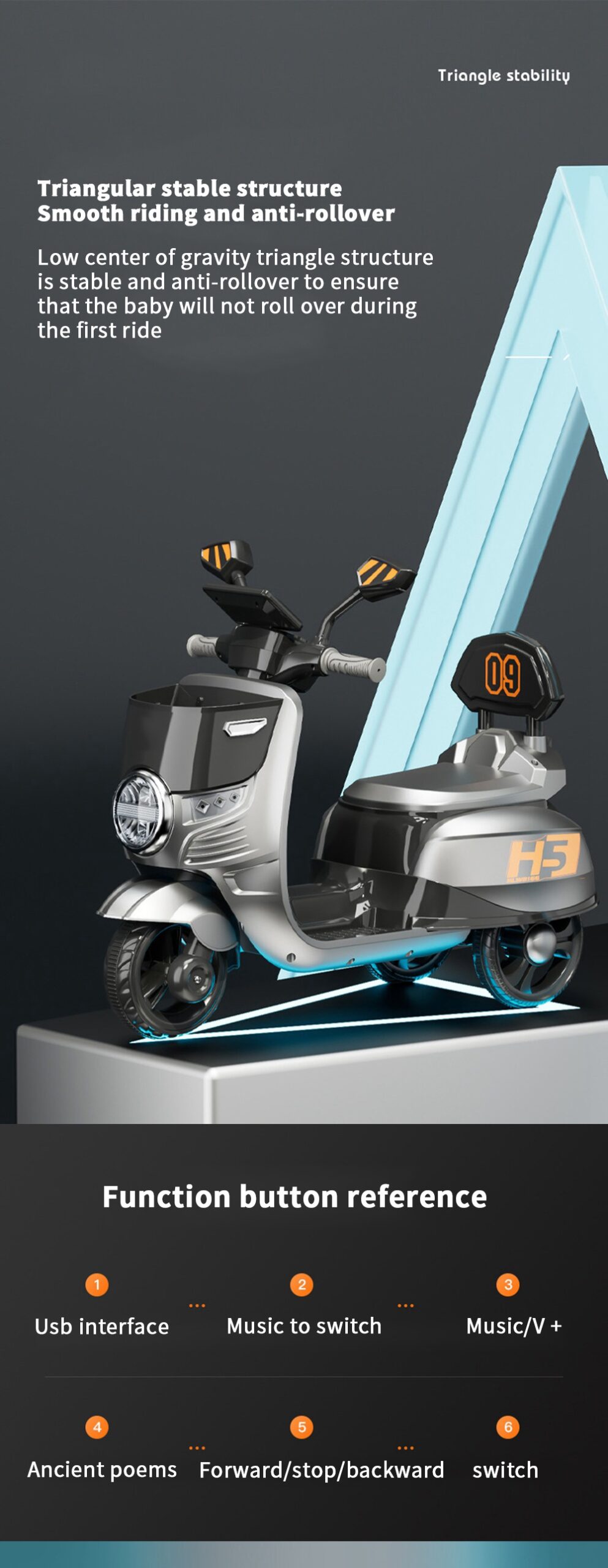 Kids Rechargeable Ride On Motor Bike Scooter (MB2697) 10