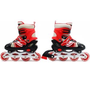 Kids Adjustable Inline Skates With Full Light Up Wheels (Red) SH03 - Image 8