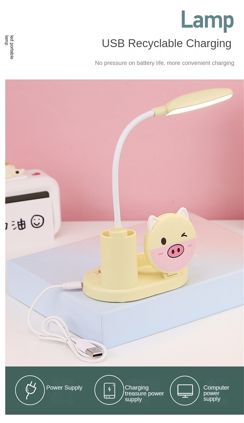 LED Lamp With Mirror And Stationery Holder (012651) 02