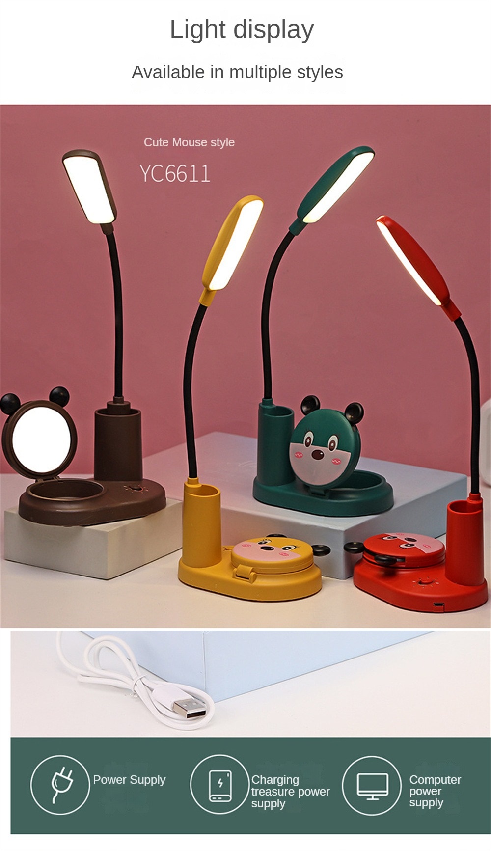 LED Lamp With Mirror And Stationery Holder (012651) 03