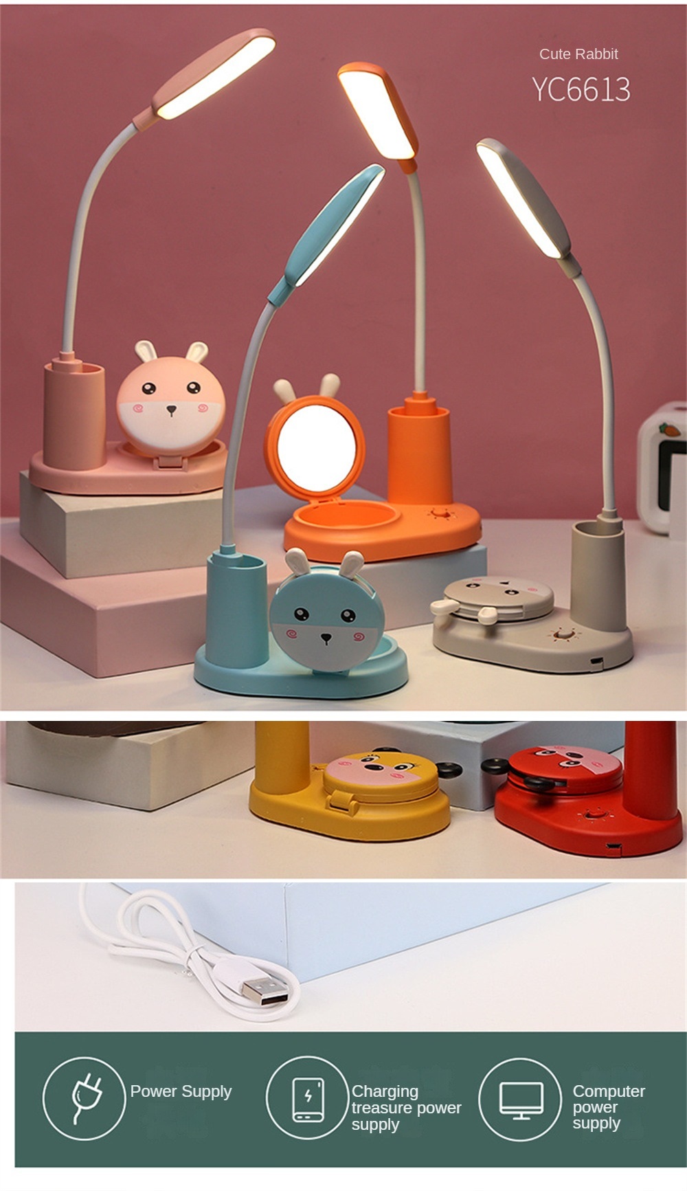 LED Lamp With Mirror And Stationery Holder (012651) 06