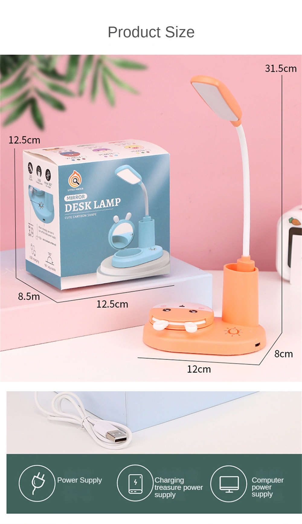 LED Lamp With Mirror And Stationery Holder (012651) 07