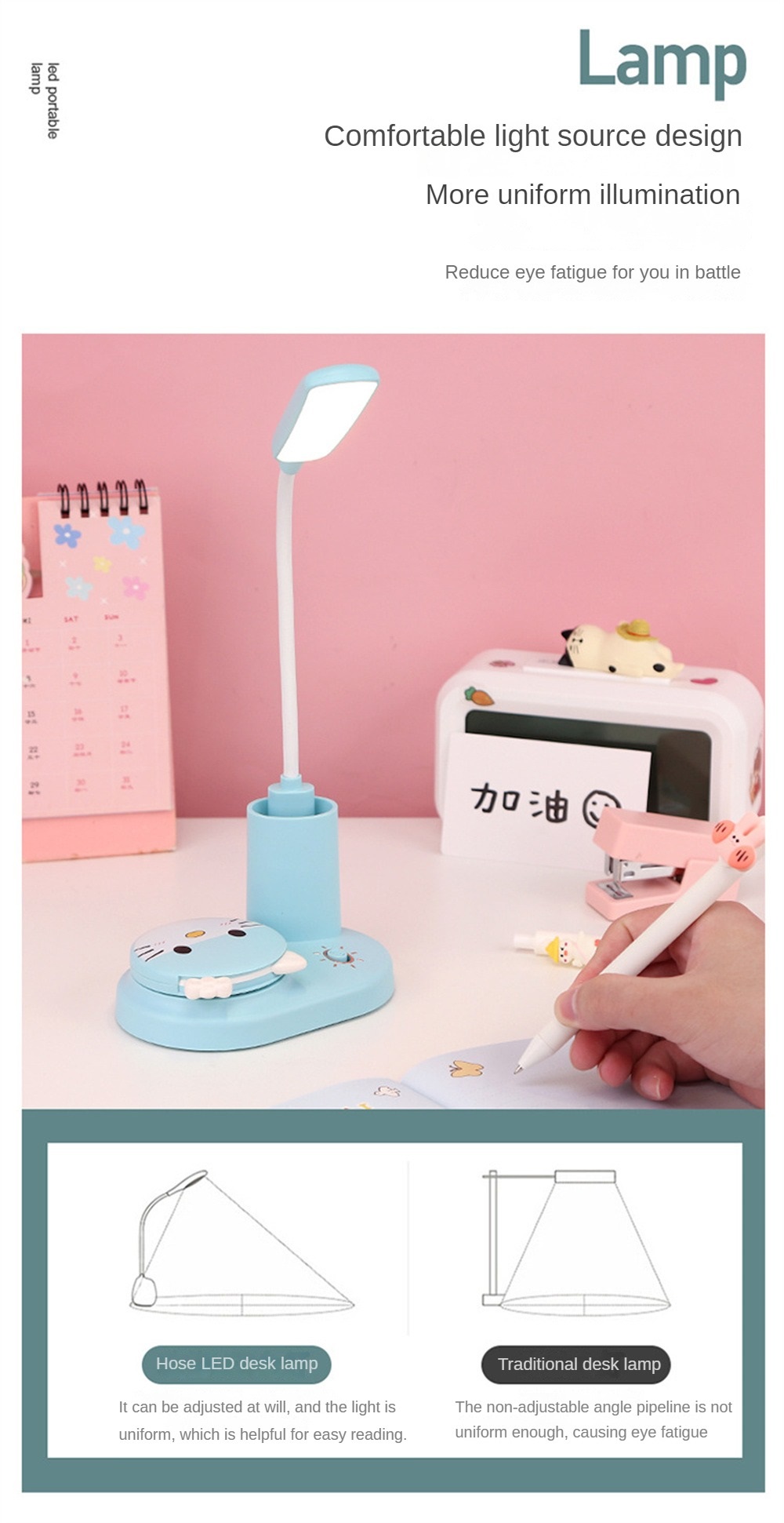 LED Lamp With Mirror And Stationery Holder (012651) 13