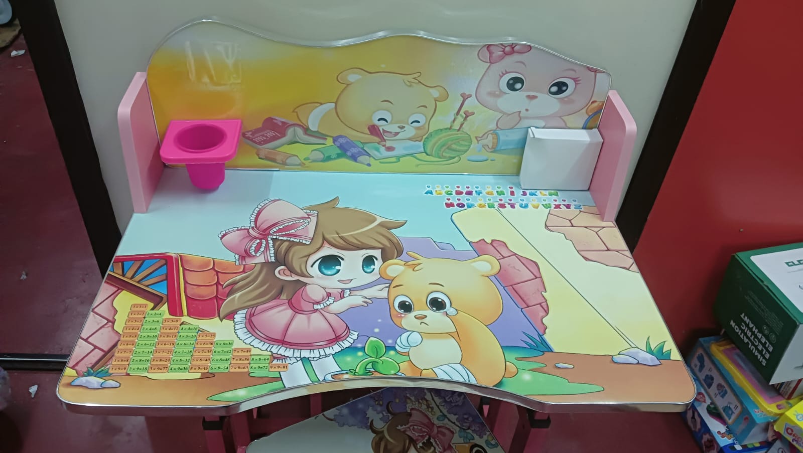 Kids Cartoon Design Girls Study Table and Chair (665) 1