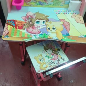 Kids Cartoon Design Girls Study Table and Chair (665) - Image 12