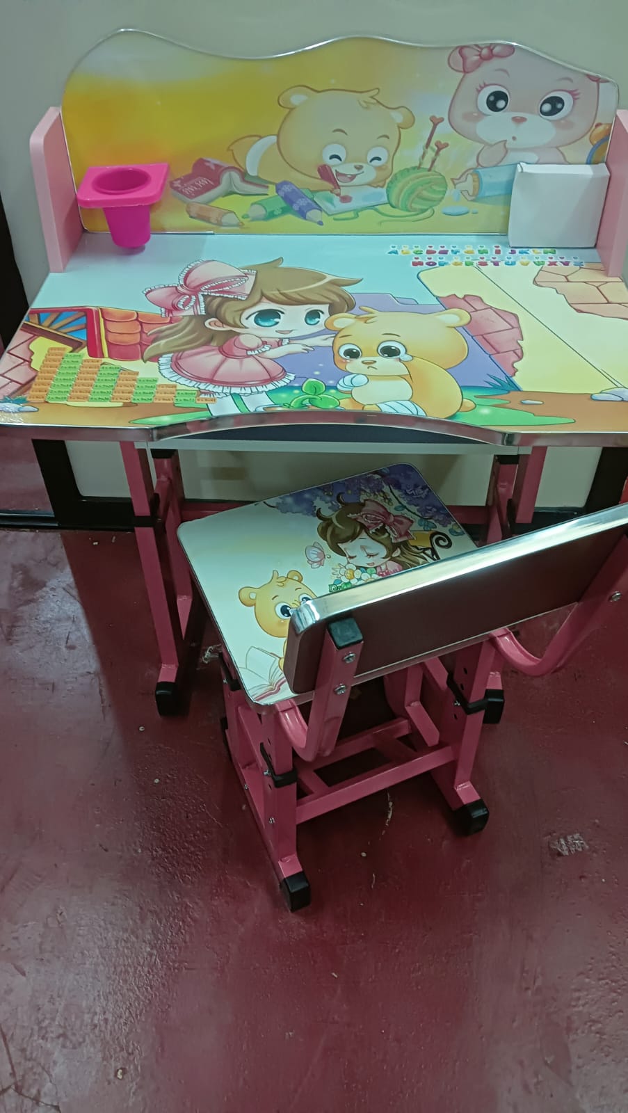 Kids Cartoon Design Girls Study Table and Chair (665) 4