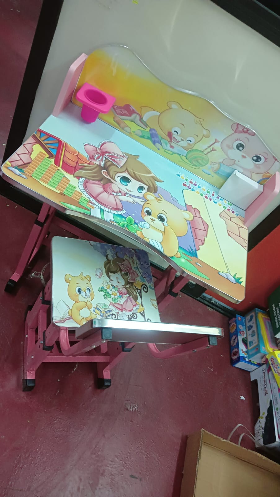Kids Cartoon Design Girls Study Table and Chair (665) 5