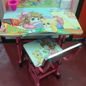 Kids Cartoon Design Girls Study Table and Chair (665) - Image 16