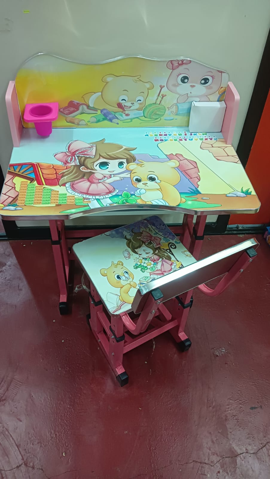 Kids Cartoon Design Girls Study Table and Chair (665) 6