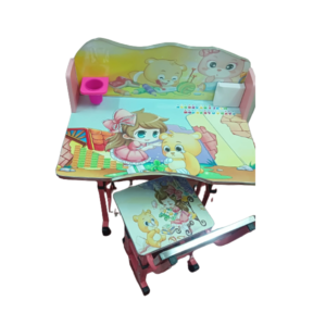 Kids Cartoon Design Girls Study Table and Chair (665) - Image 2