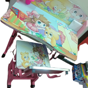 Kids Cartoon Design Girls Study Table and Chair (665) - Image 18