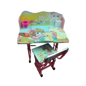 Kids Cartoon Design Girls Study Table and Chair (665) - Image 3