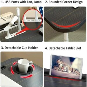 Portable Foldable Laptop Table With 4 USB Ports - Image 5