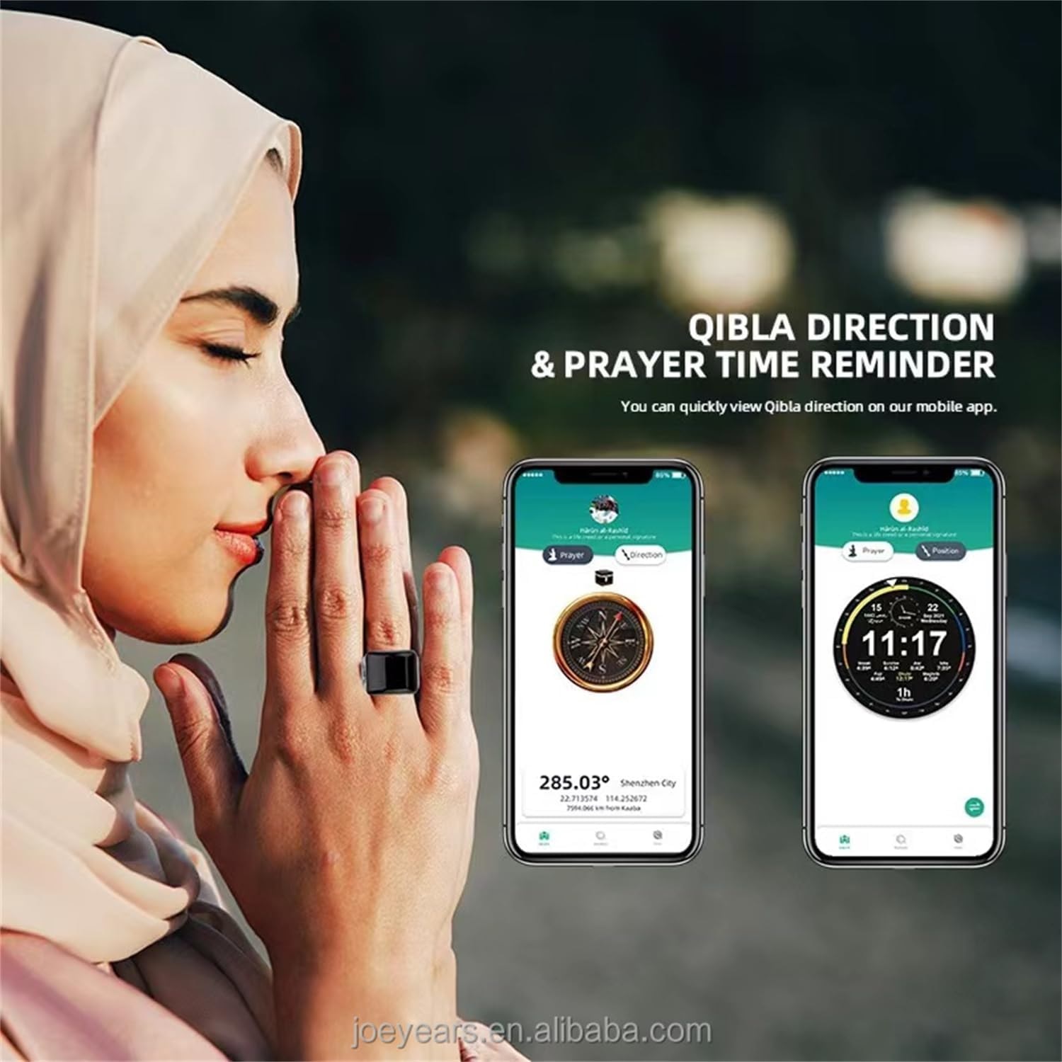 Smart Ring Counter Digital Tasbeeh Tasbih Finger Counter 5 Prayer Time Reminder Pray Trackers Azan Alarm Clock 7
