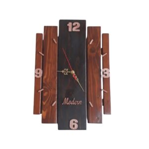 Brown Pine Wood Rustic Vintage Decor Modern Wall Clock (001) - Image 1