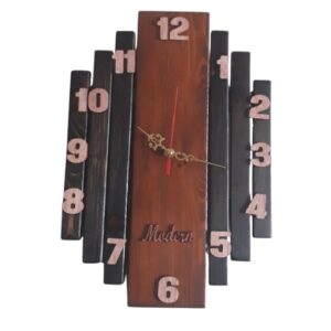 Brown Pine Wood Rustic Vintage Decor Modern Wall Clock (002) - Image 1