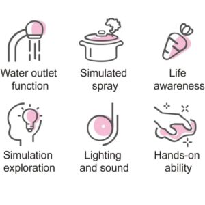 Kids Pretend Play Mini Kitchen Playset with Water Spray Light & Sound 33 Pcs (0060) - Image 7