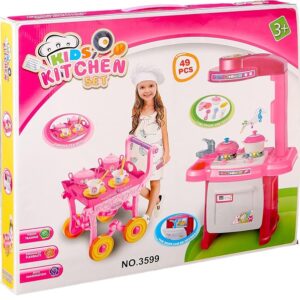 Kitchen Set Toy With 2 Role Lighting, Music and Wheel to Serve Tea Toy (61 PCS) (0232) - Image 7