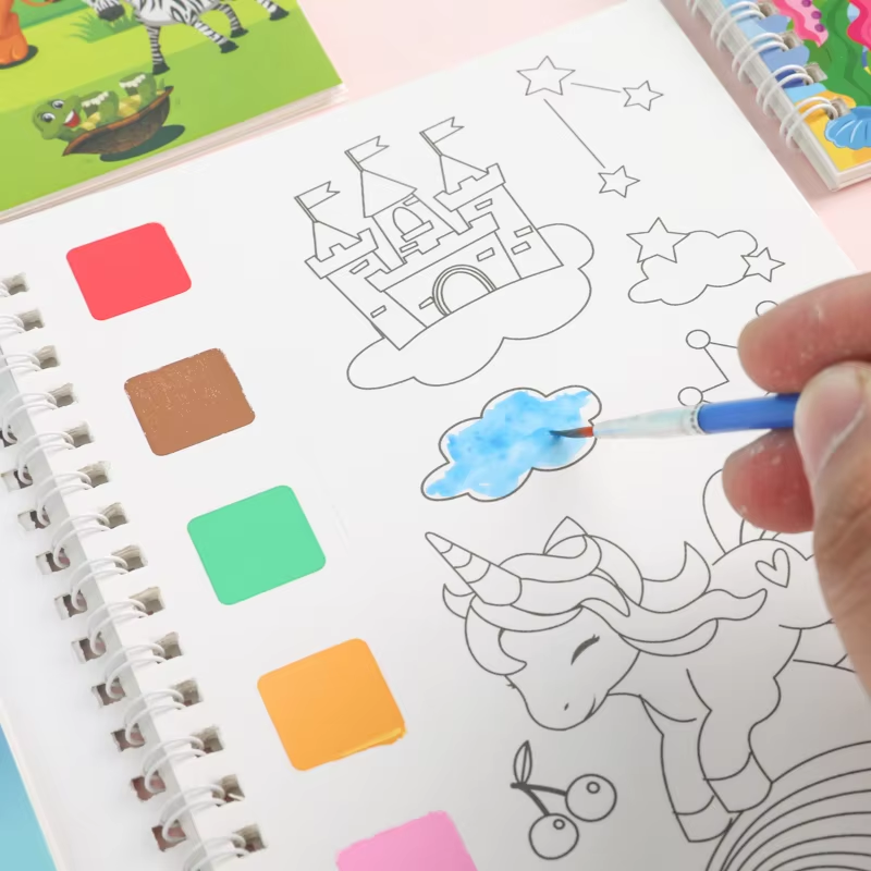 Kids Children Coloring Watercolor Painting Book Sets 13
