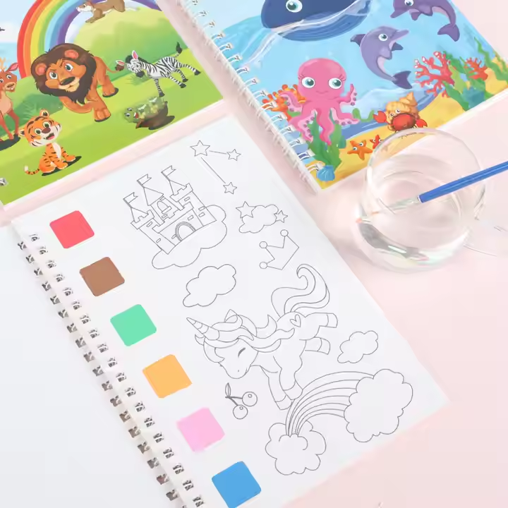Kids Children Coloring Watercolor Painting Book Sets 3