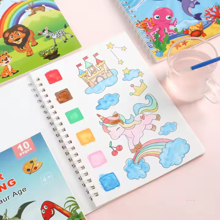 Kids Children Coloring Watercolor Painting Book Sets 4