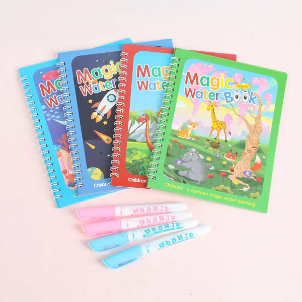 Kids Reusable Drawing Book Magic Water Coloring Book With Pen 1
