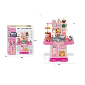 Pretend Play Preschool Kitchen Food Toys Music Lights Simulation Real Kitchen Toy Play Kids Cooking Set (0529) - Image 2