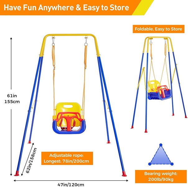 Children Horizontal Bar Swing Courtyard Hanging Basket with Stand (BS66) 9