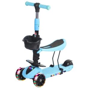 Kids 2-in-1 Folding Scooter with Seat Saddle Toddlers with Flashing Wheels (K31) - Image 4
