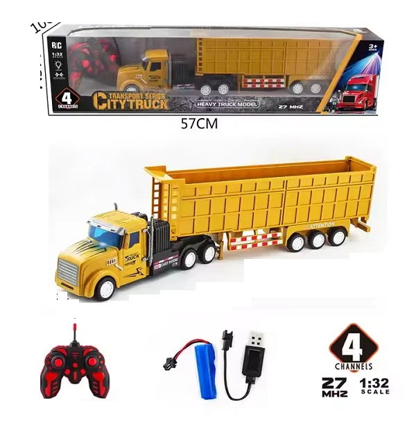 RC Dump Truck with Trailer 132 Mini Semi Truck Toy Remote Control Car Construction Vehicles with Lights (0416) 1