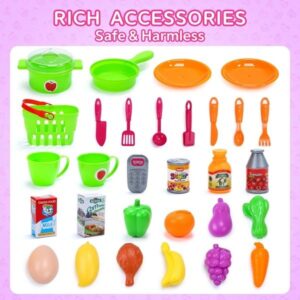 Kids Pretend Play Large Kitchen Playset with Shelf Food Spray Stove Oven Real Sounds and Light Set (0362) - Image 10