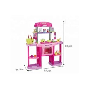 Kids Pretend Play Large Kitchen Playset with Shelf Food Spray Stove Oven Real Sounds and Light Set (0362) - Image 9