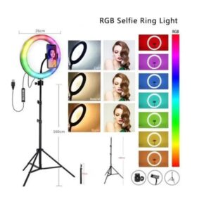 RGB Soft LED Ring Light 10 Inch MJ26 with 7 Feet Stand - Image 2