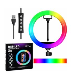 RGB Soft LED Ring Light 10 Inch MJ26 with 7 Feet Stand - Image 6
